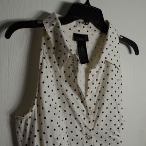 Retro White and Black Polka Dot Dress by Scarlett